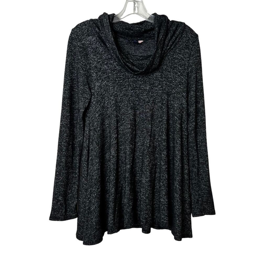 Modcloth Long Sleeve Cowl Neck Top Black Gray Small